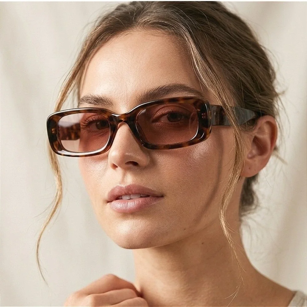 Bershka Retro Y2K‎ Tortoiseshell Rectangle Sunglasses Brown 9206/419/700